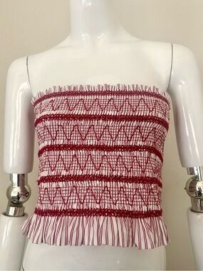 Christian Lacroix White Top with Wine Red Stripes Tags removed, Brand New.